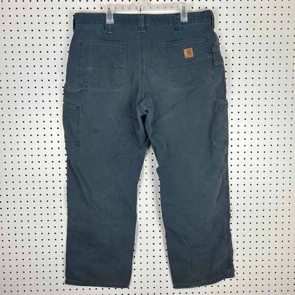 Carhartt Carpenter Navy Blue Faded Work Pants‎ Size 40x30 Grunge Wide Leg Loose - Picture 1 of 7
